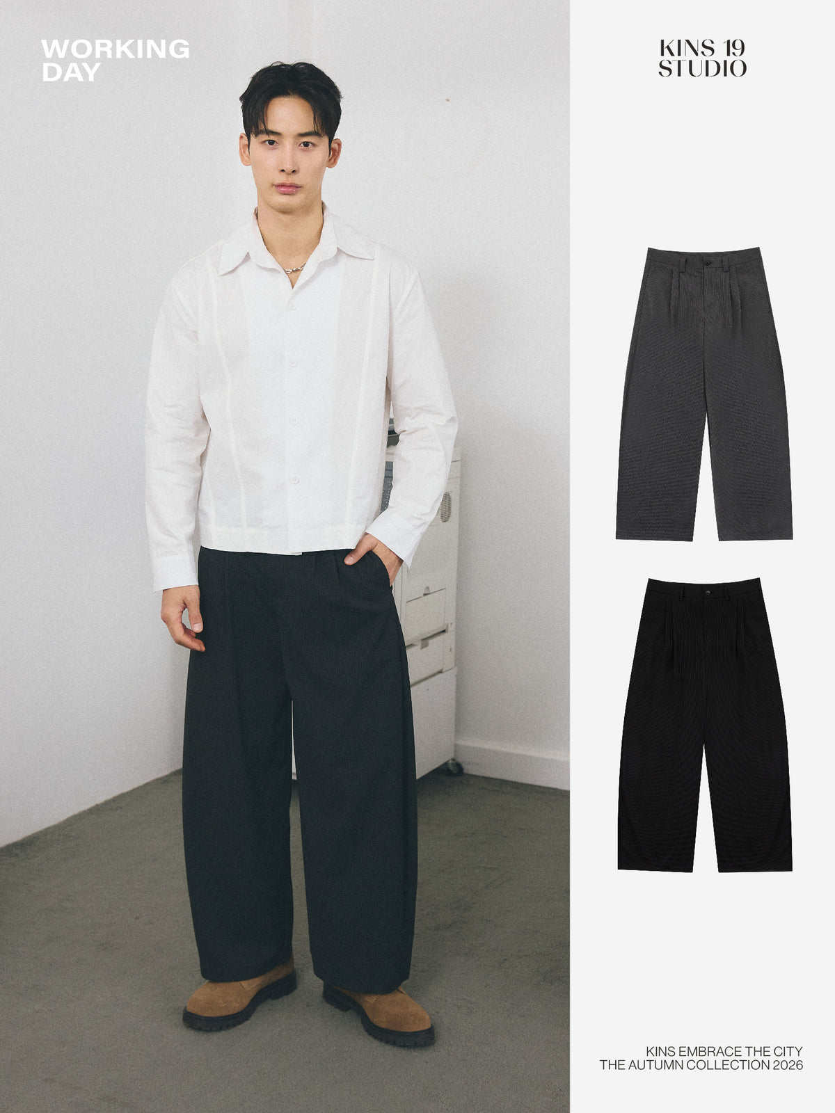 KINS 19 STUDIO |  KINS Pinstripes Loose-Fit Trousers[KN232]