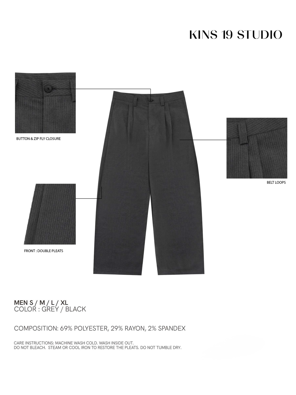 KINS 19 STUDIO |  KINS Pinstripes Loose-Fit Trousers[KN232]