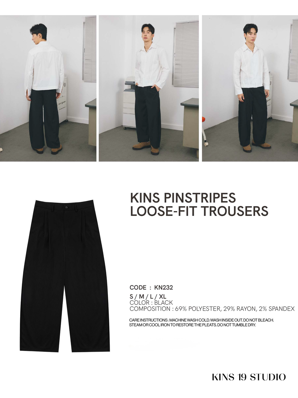 KINS 19 STUDIO |  KINS Pinstripes Loose-Fit Trousers[KN232]