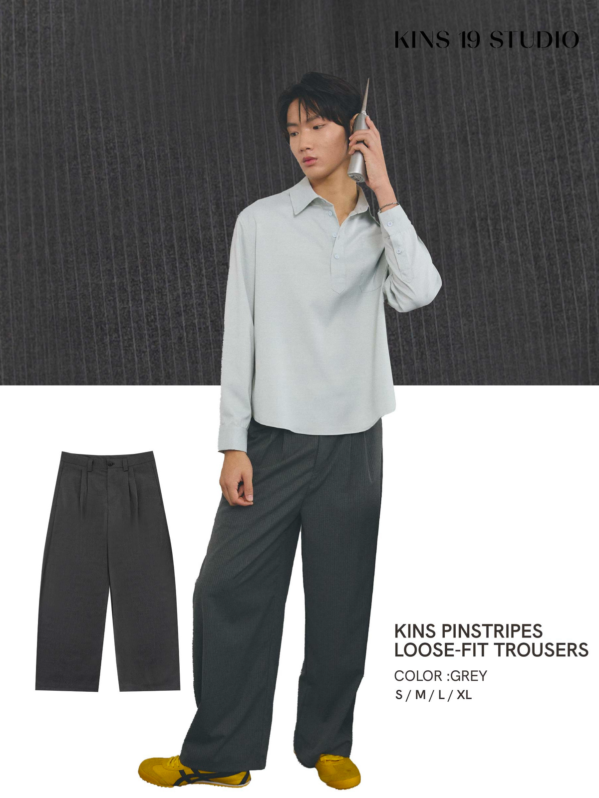 KINS 19 STUDIO |  KINS Pinstripes Loose-Fit Trousers[KN232]