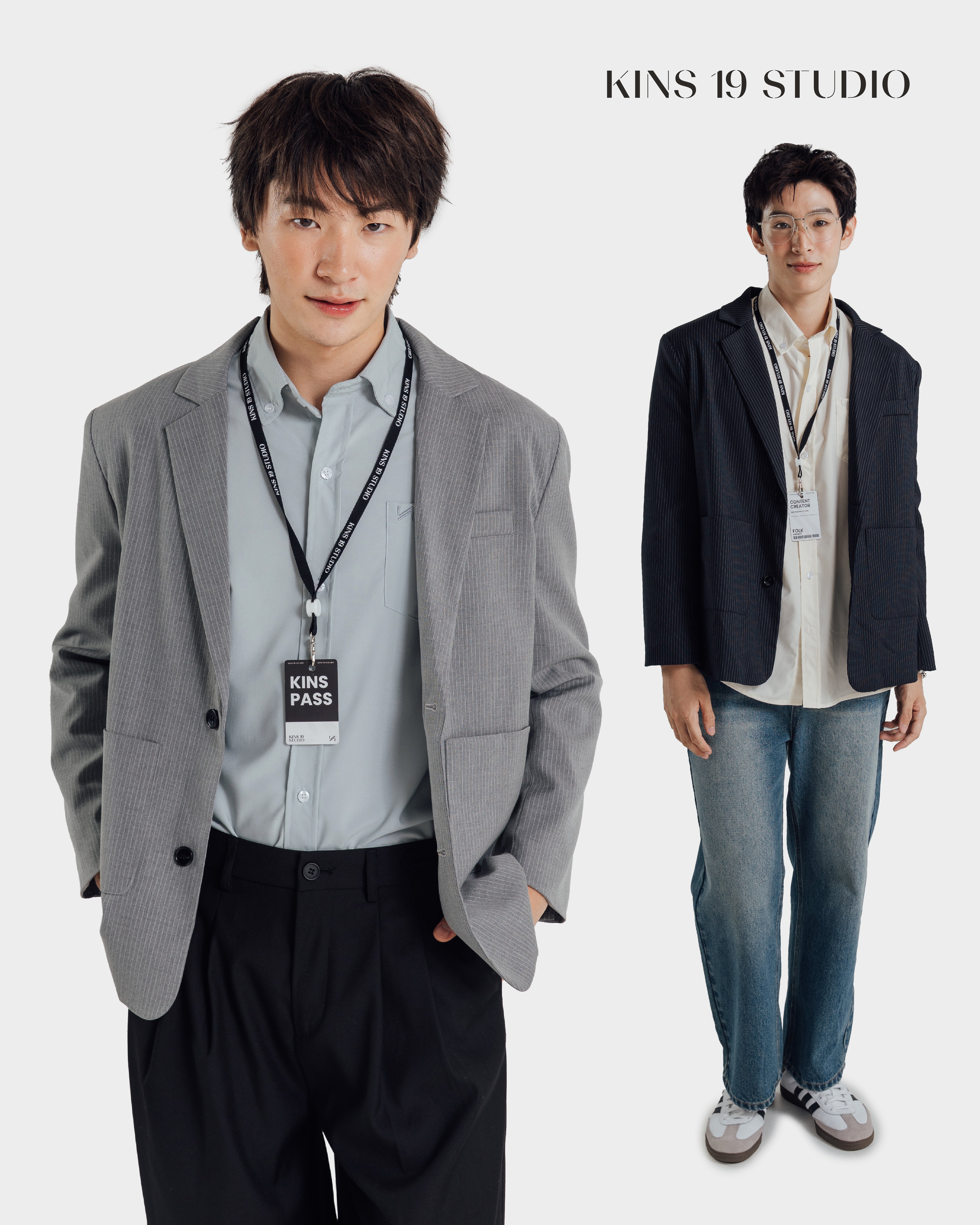 KINS 19 STUDIO | PINSTRIPE OVERSIZED BLAZER [KN322]