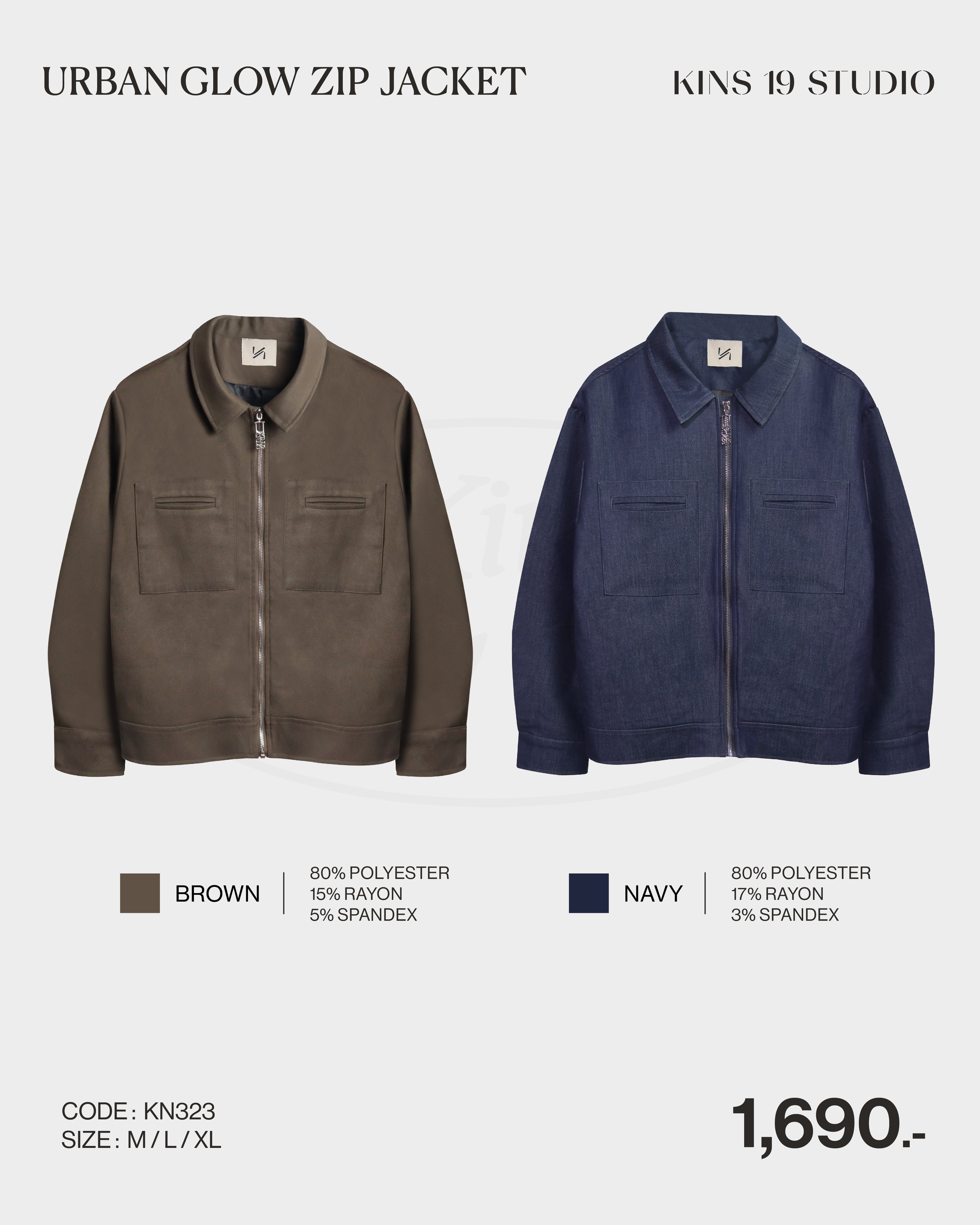 KINS 19 STUDIO |  URBAN GLOW ZIP JACKET [KN323]