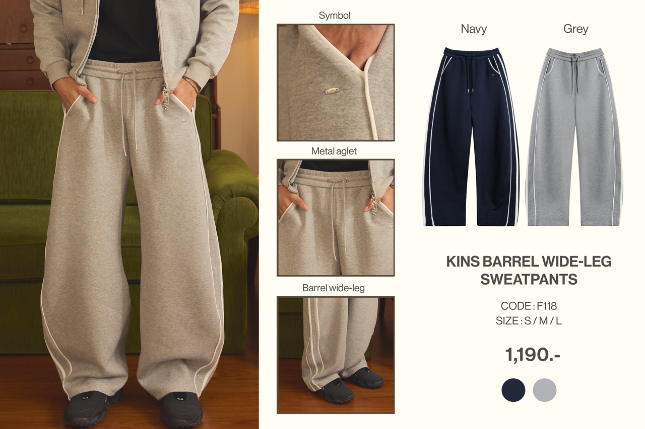 KINS 19 STUDIO | KINS Barrel Wide-leg Sweatpants [F118]