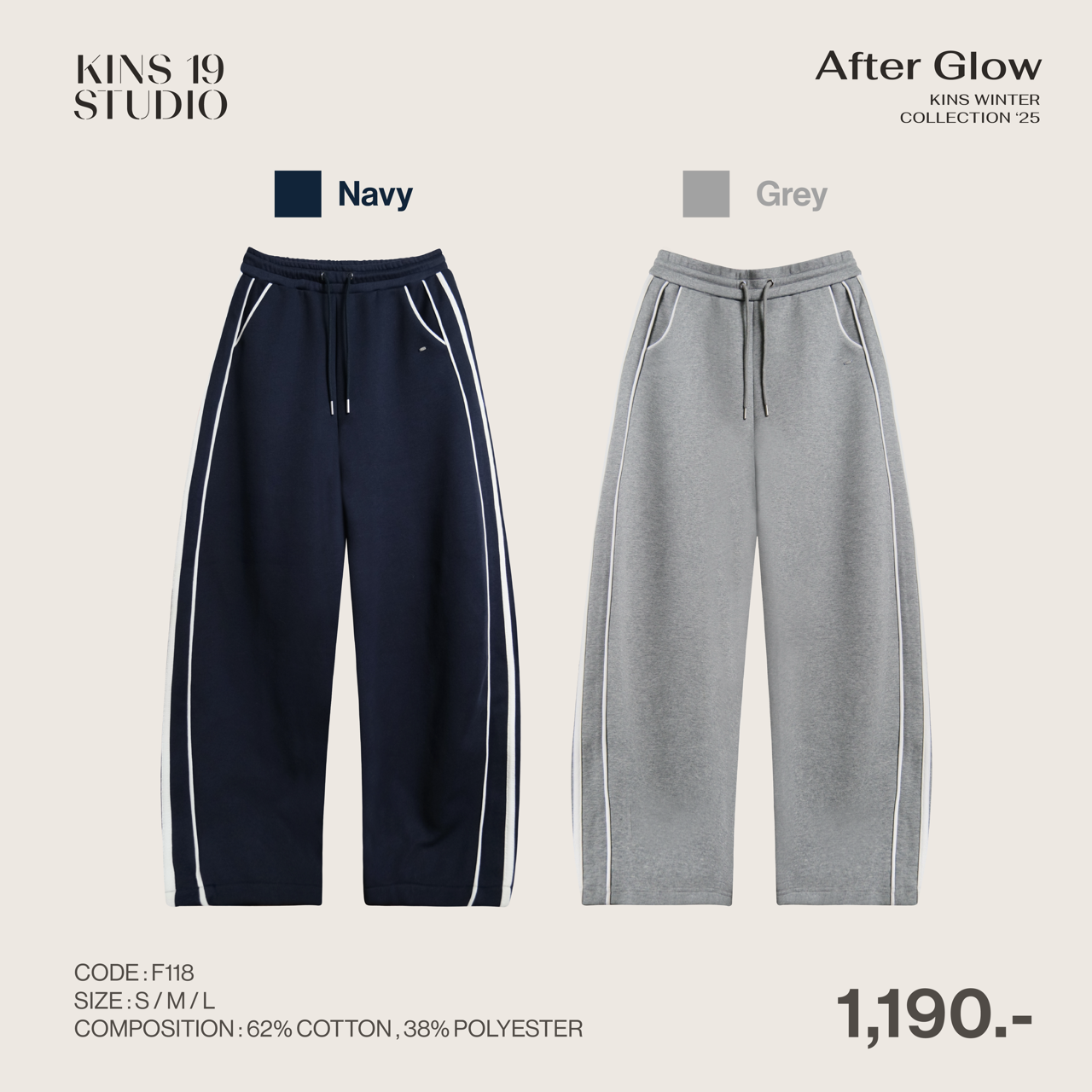 KINS 19 STUDIO | KINS Barrel Wide-leg Sweatpants [F118]