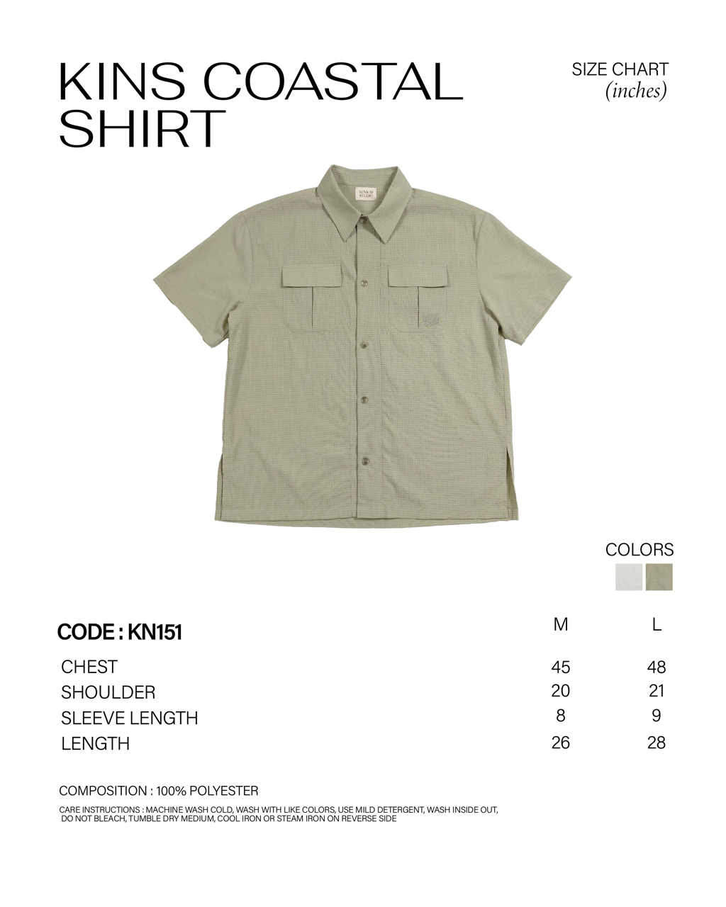 KINS Coastal Shirt [KN151] size chart