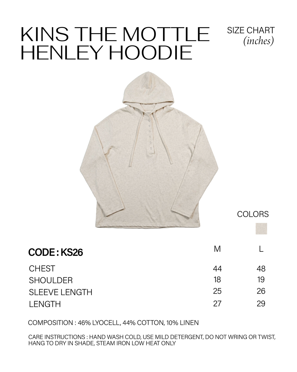 KINS 19 STUDIO | KINS The Mottle Henley Hoodie [KS26]