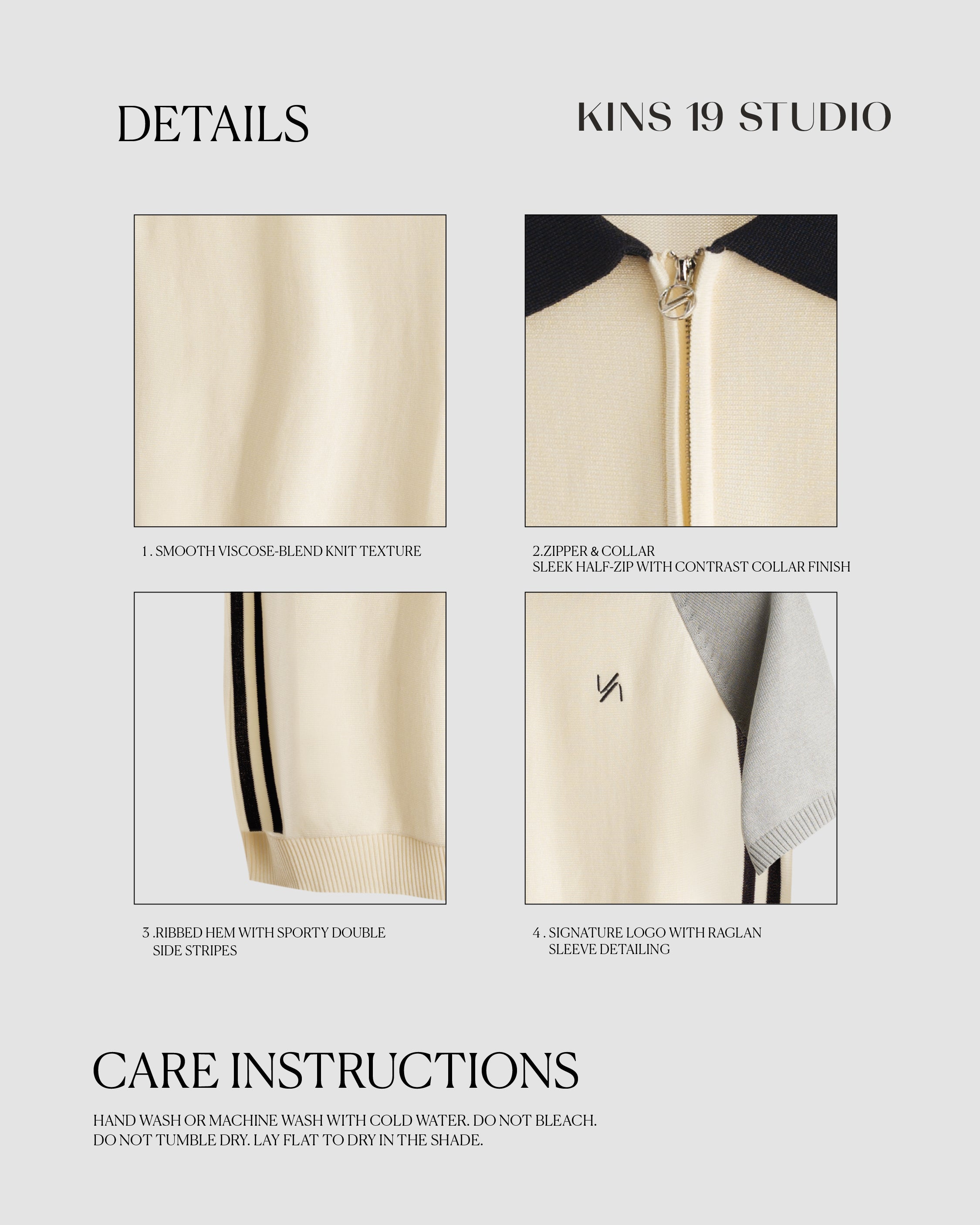 KINS 19 STUDIO | GLOWZIP KNIT POLO [KN129]