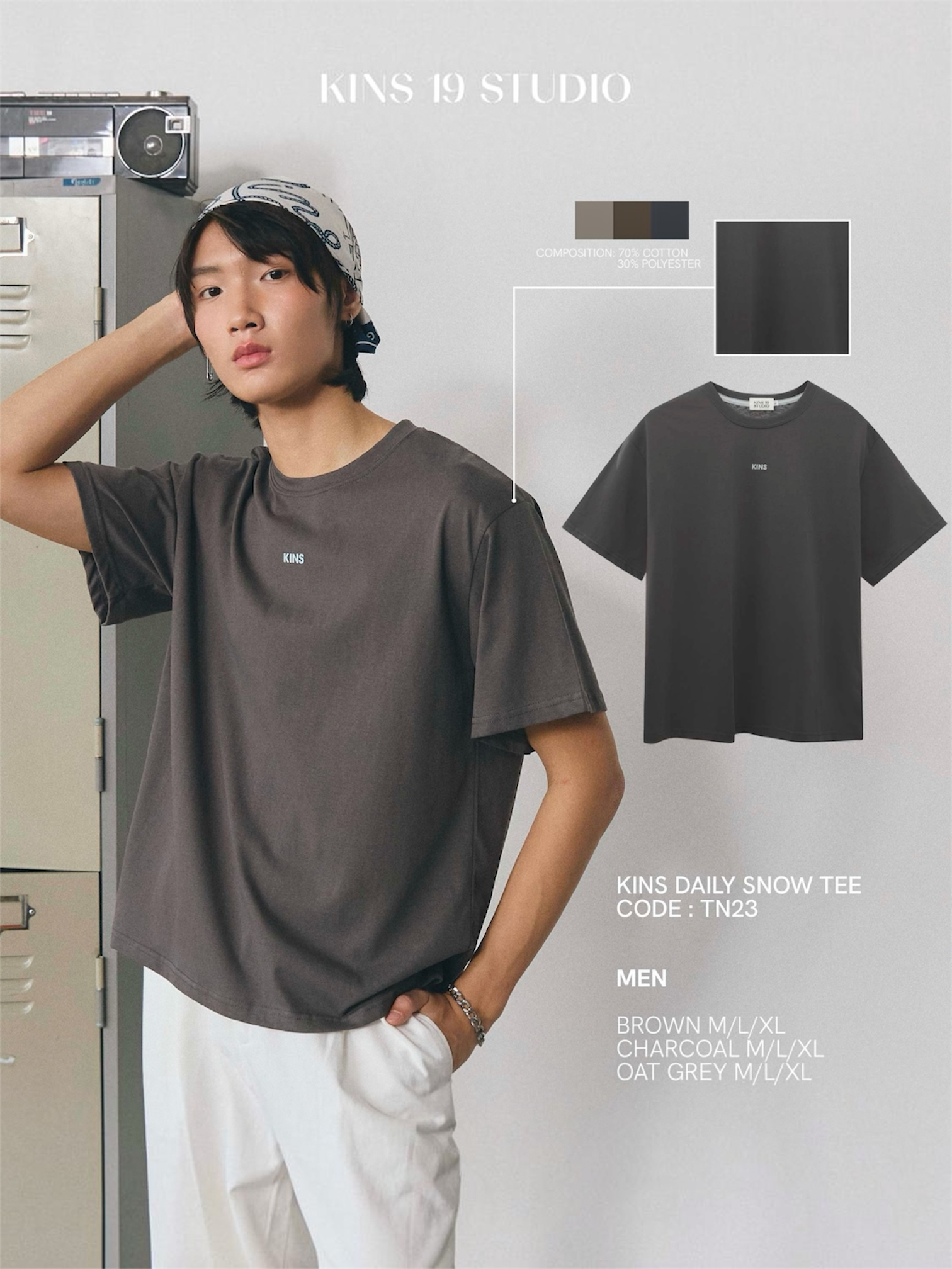 KINS 19 STUDIO |  KINS  Daily Snow Tee  [TN23]