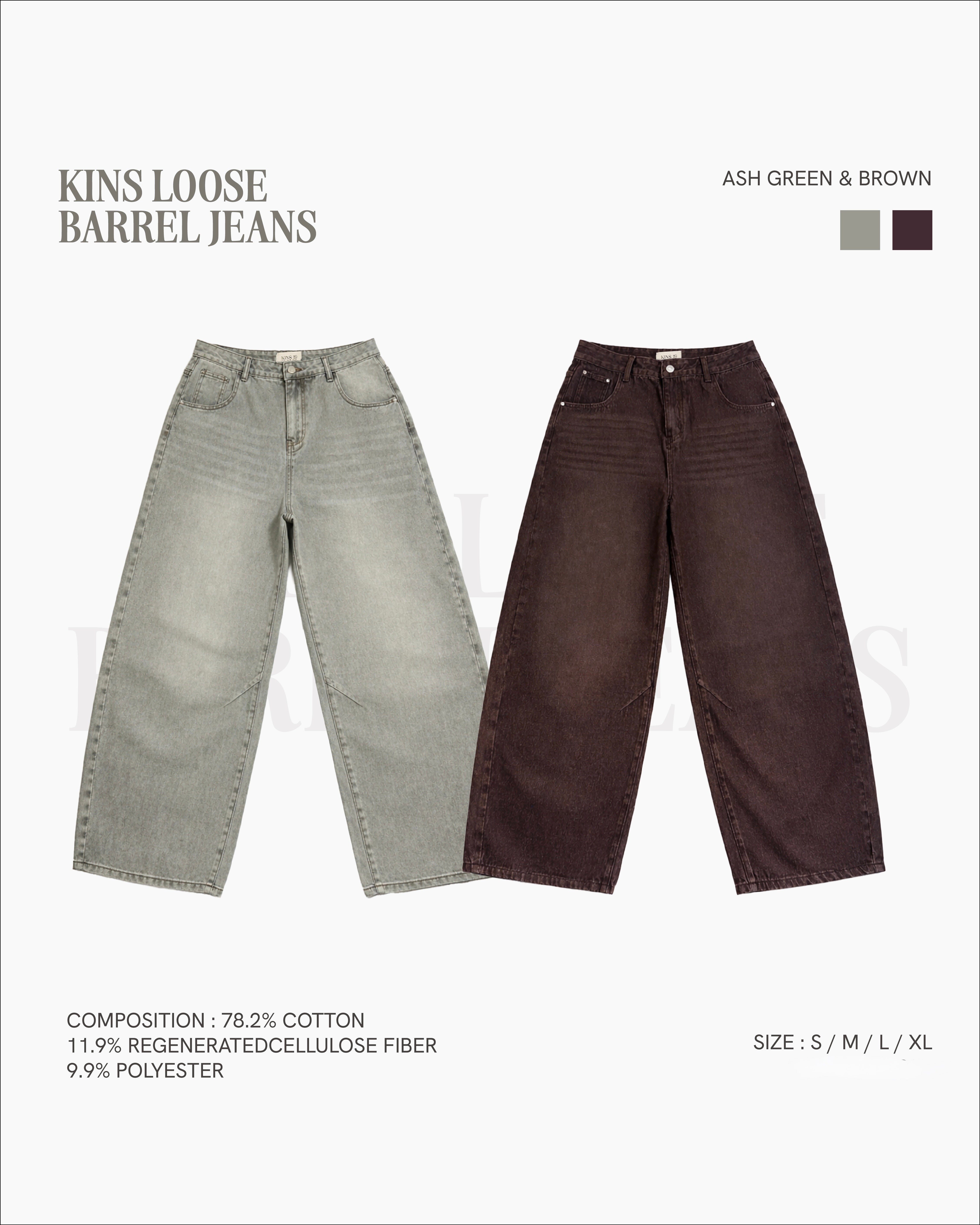 KINS LOOSE BARREL JEANS [F119]
