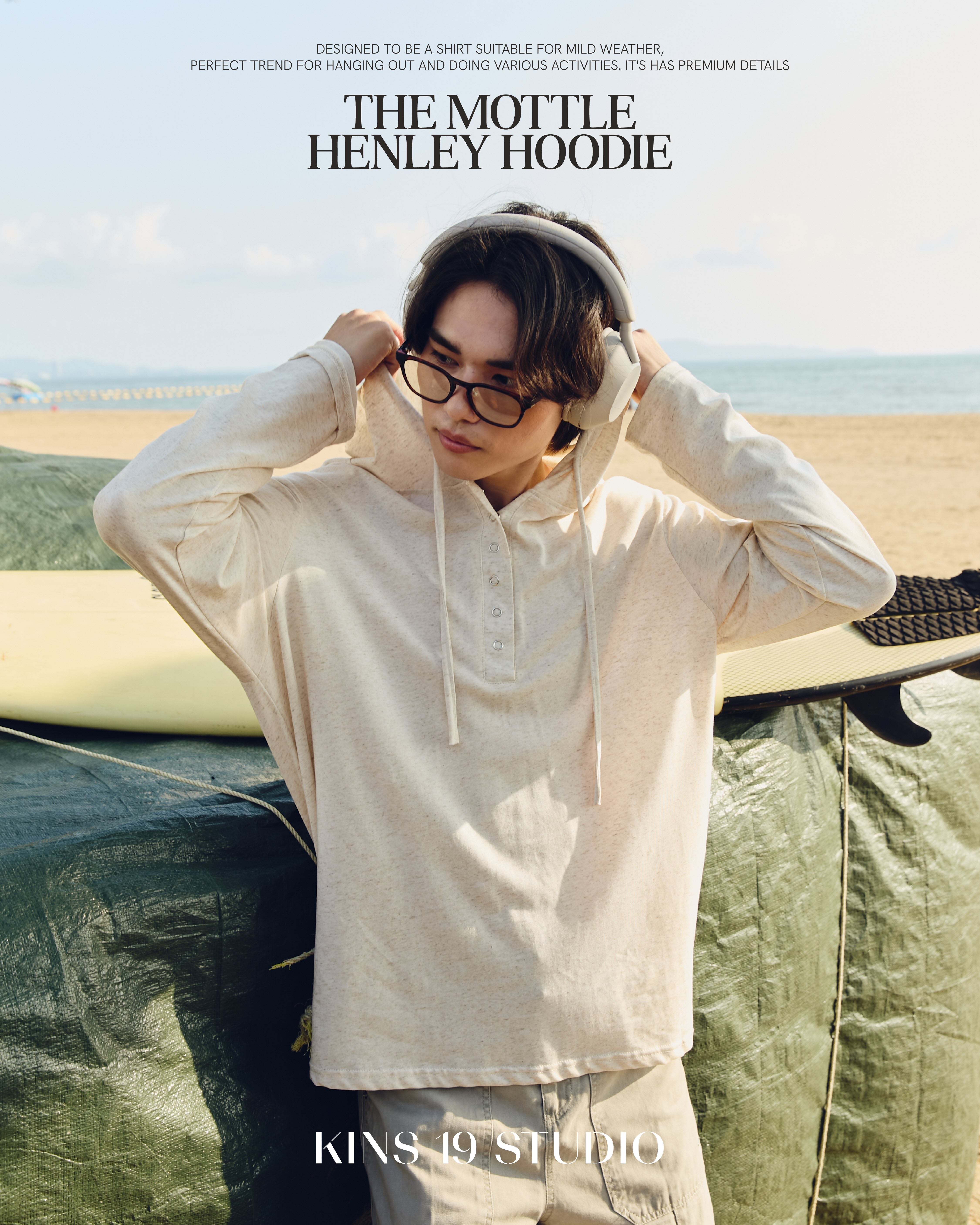 KINS 19 STUDIO | KINS The Mottle Henley Hoodie [KS26]