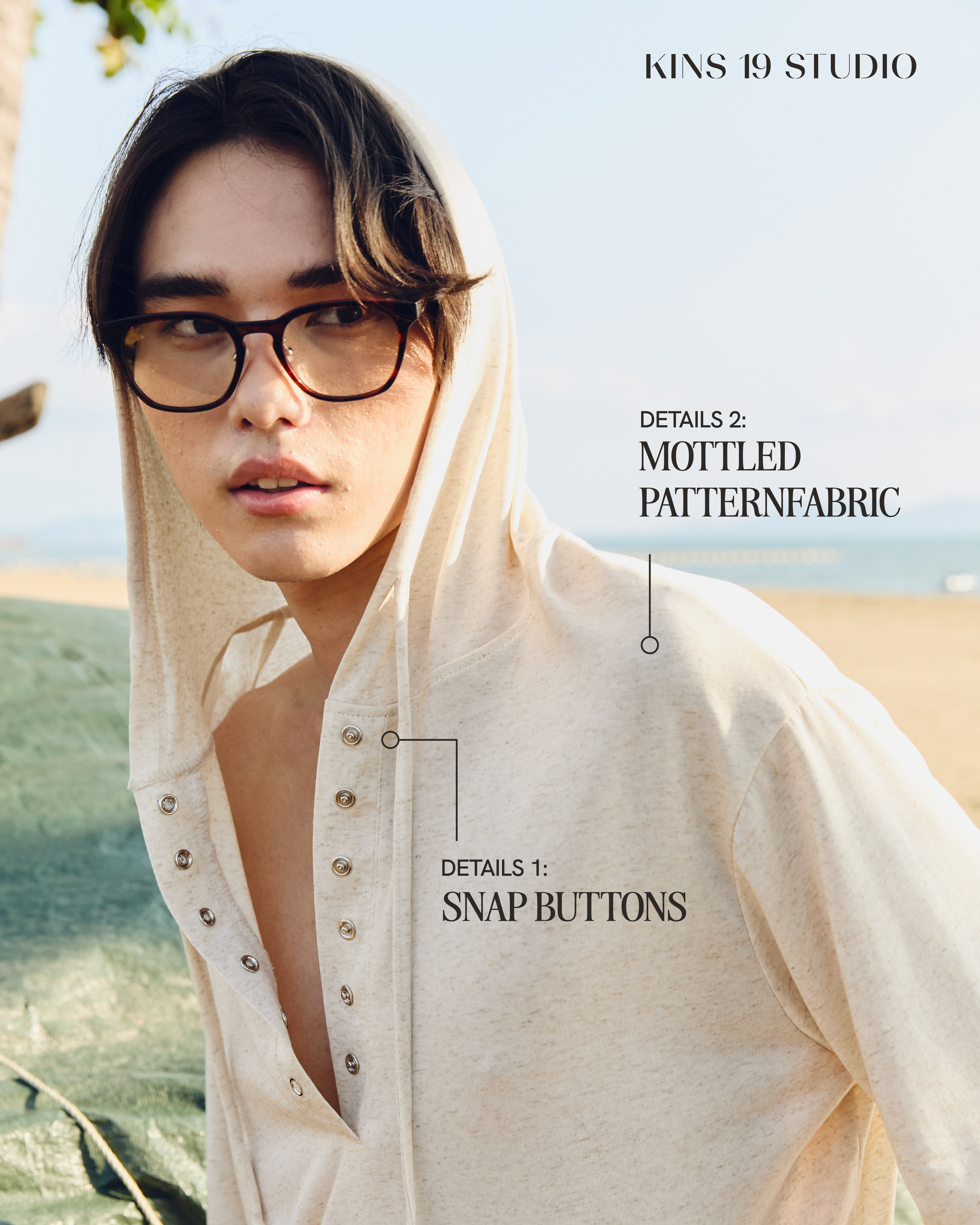 KINS 19 STUDIO | KINS The Mottle Henley Hoodie [KS26]