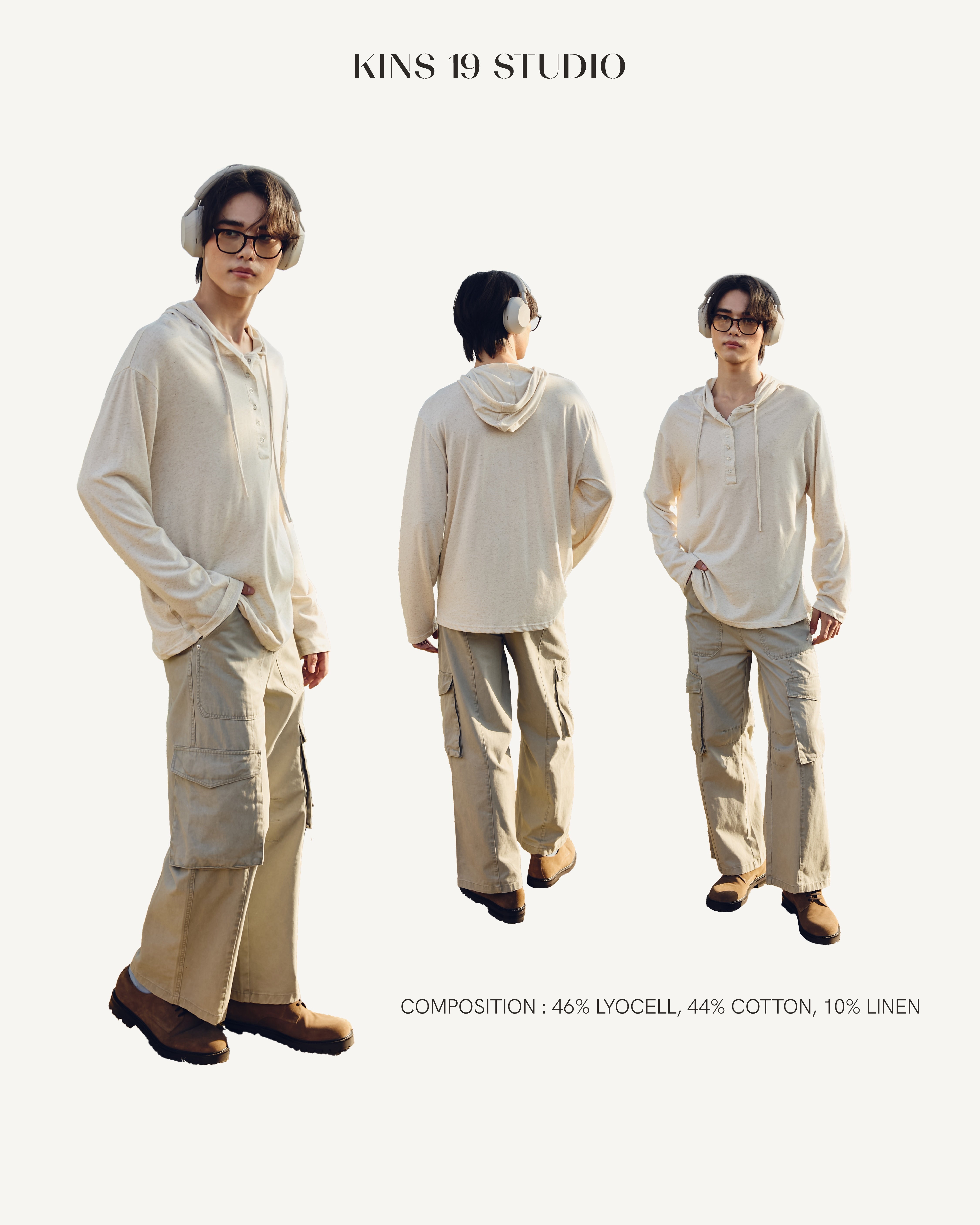 KINS 19 STUDIO | KINS The Mottle Henley Hoodie [KS26]