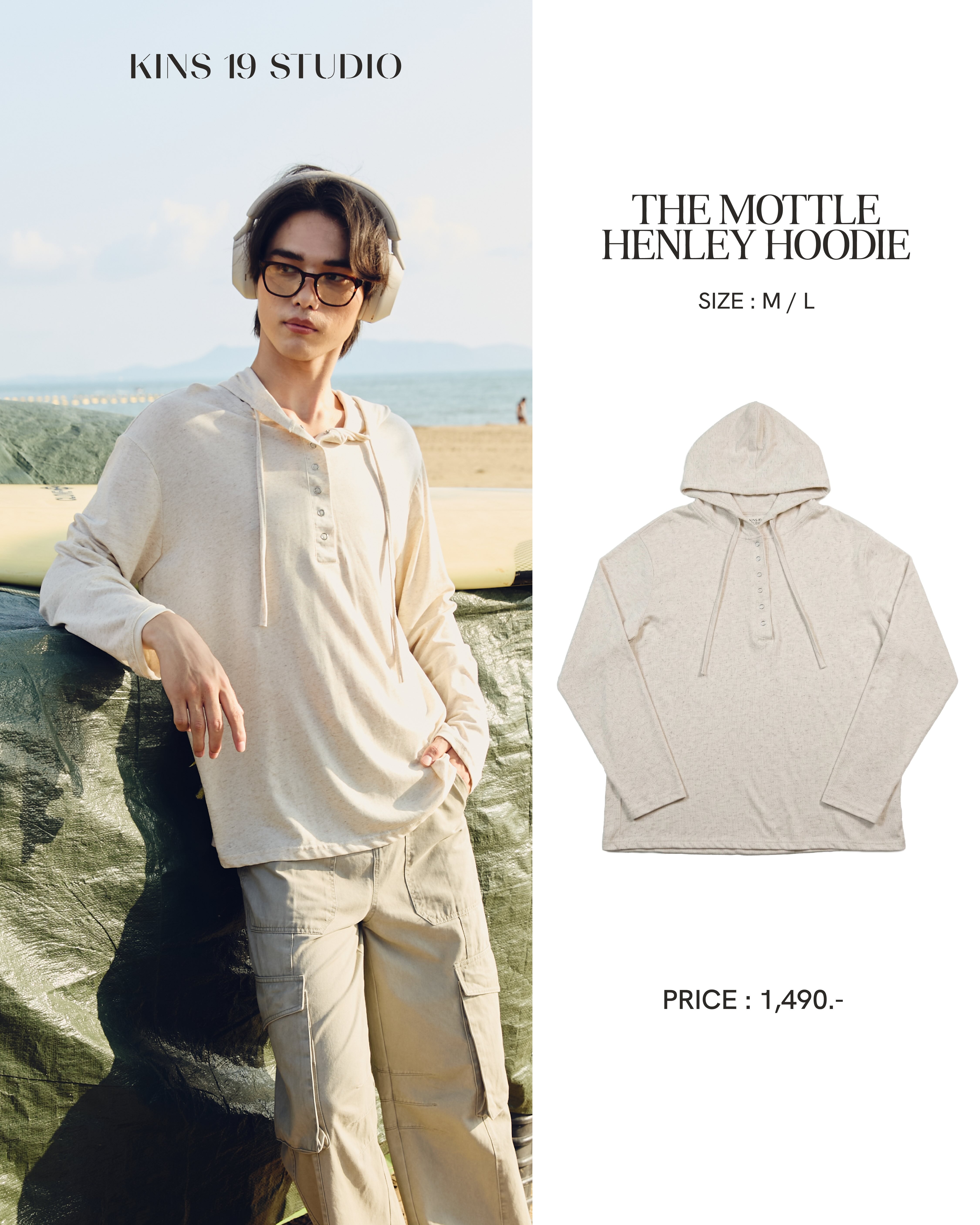 KINS 19 STUDIO | KINS The Mottle Henley Hoodie [KS26]