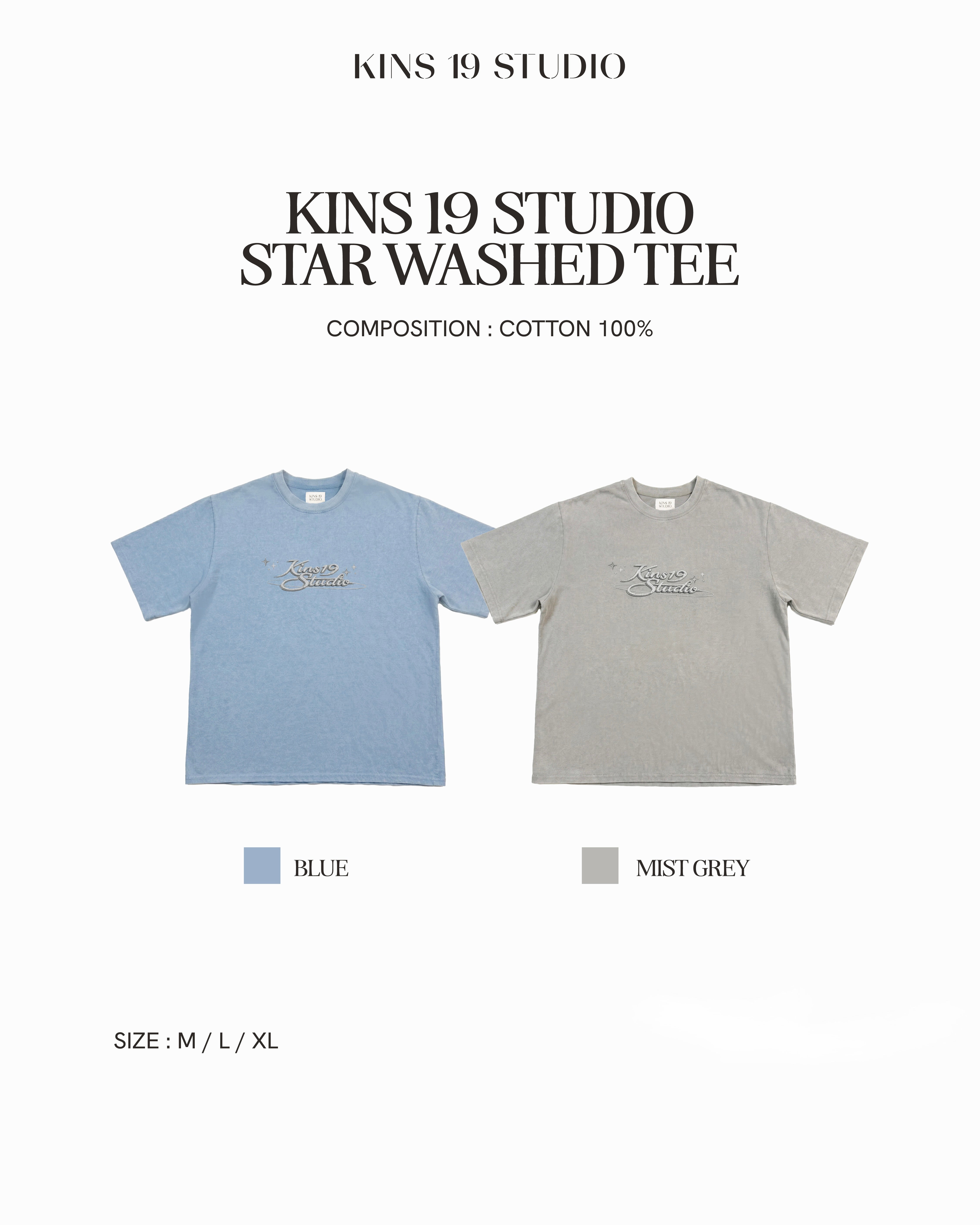 KINS 19 STUDIO |  Kins19 Studio Star Washed Tee [TN21]
