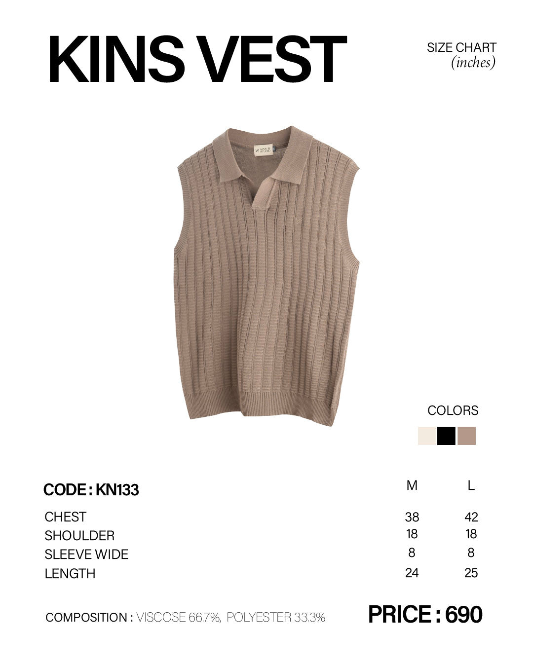 KINS | KNIT VEST KN133