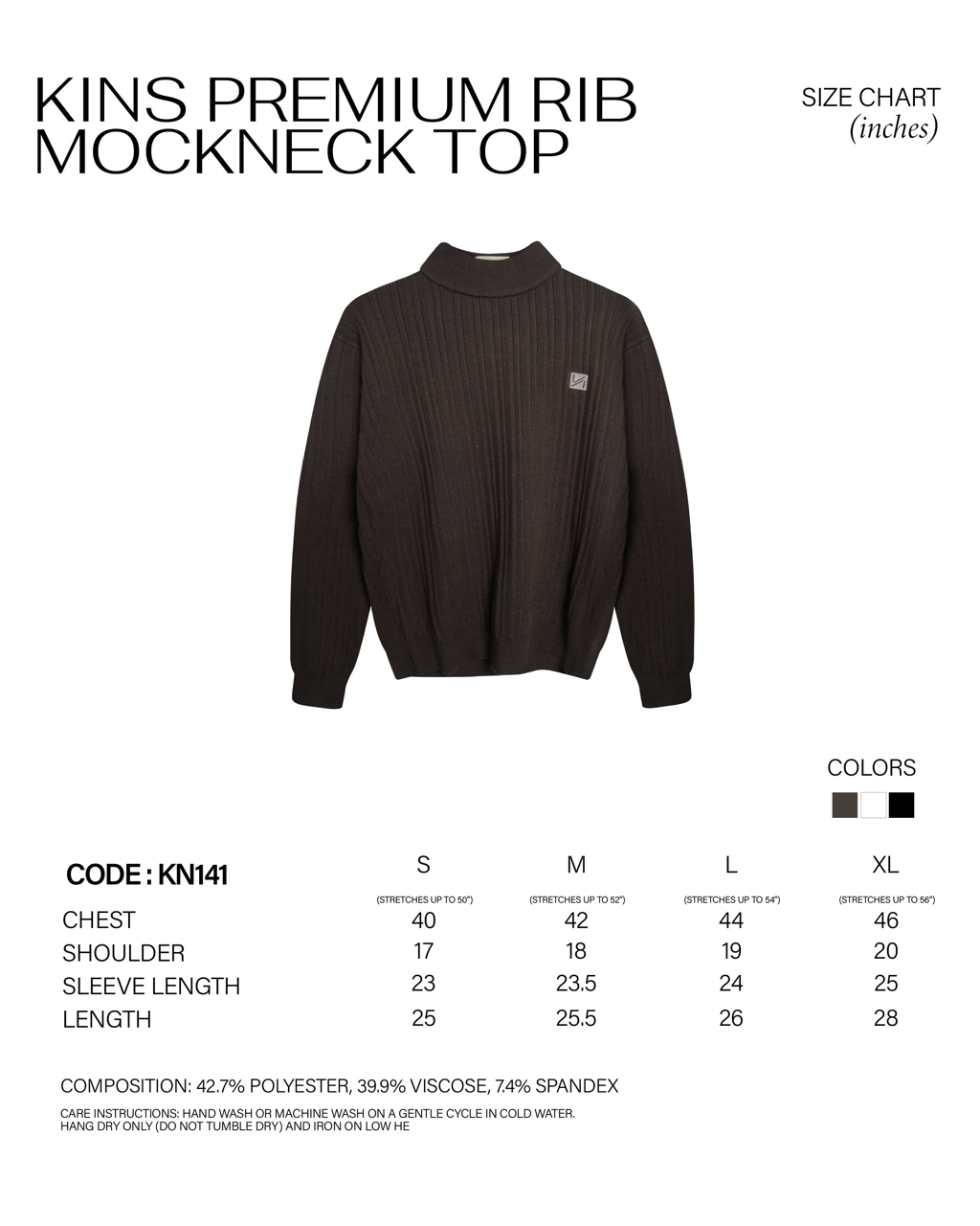 KINS Premium Rib Mockneck Top [KN141]