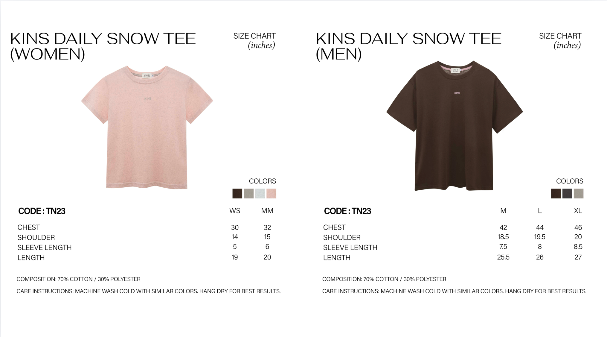 KINS 19 STUDIO |  KINS  Daily Snow Tee  [TN23]