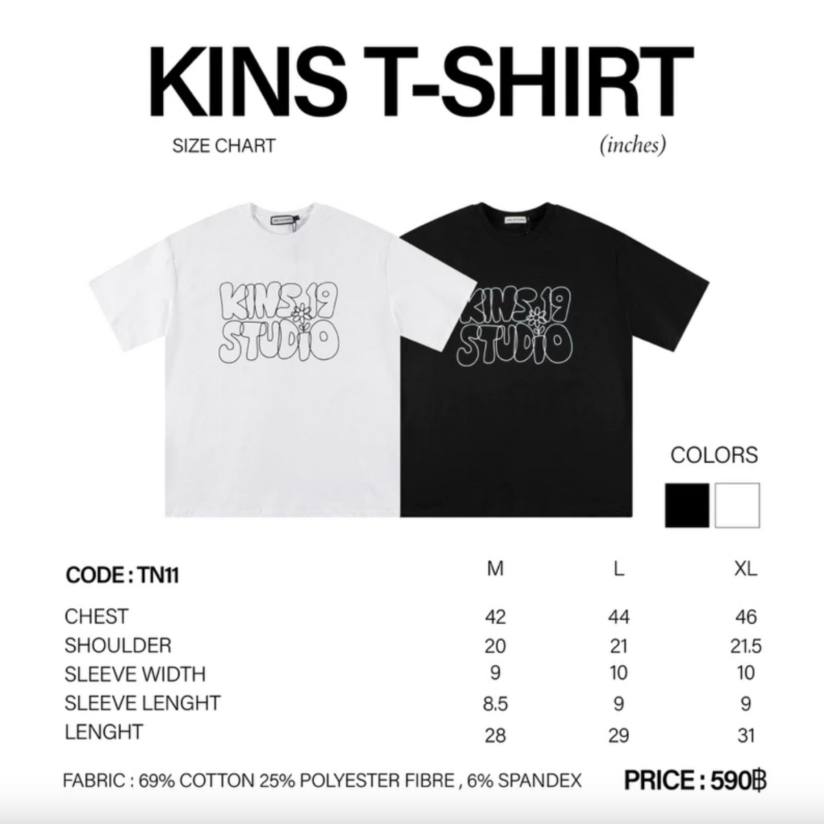 KINS | T-SHIRT TN11 size chart