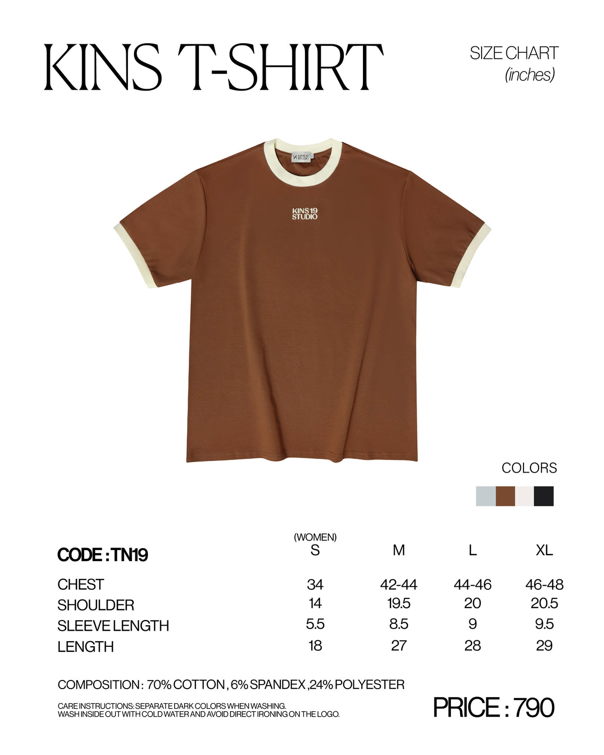 URBAN DAILY T-SHIRT [TN19] size chart