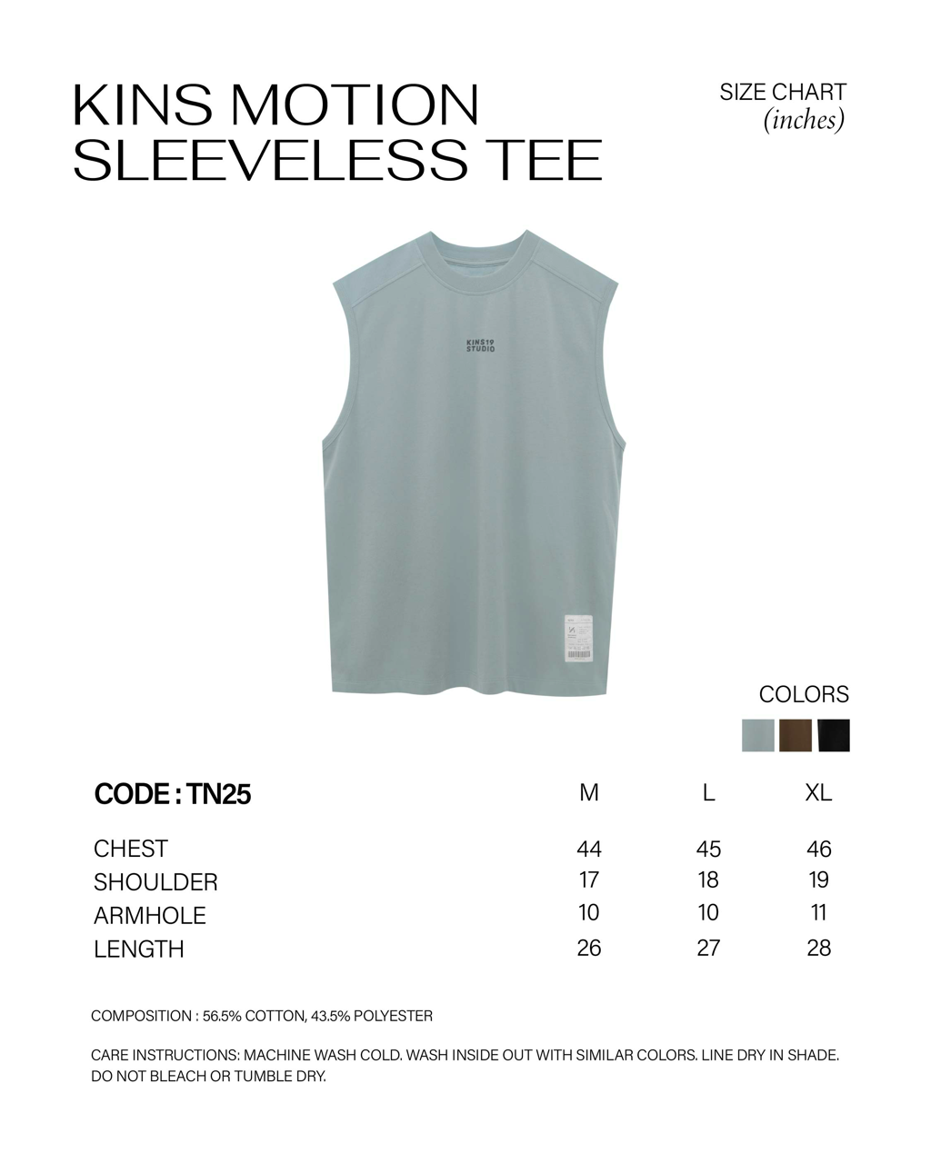 KINS 19 STUDIO |  KINS Motion sleeveless Tee [TN25]
