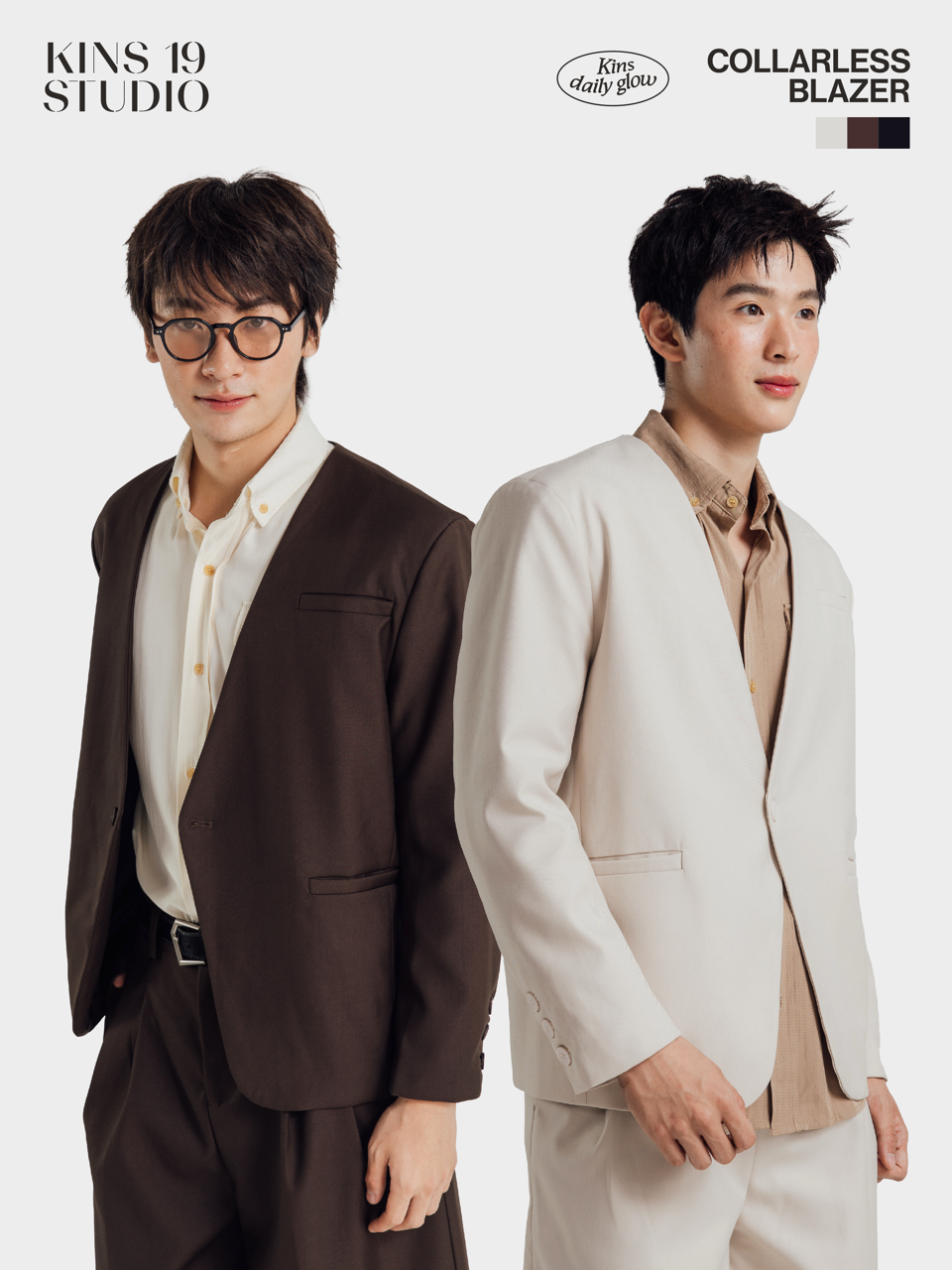 KINS 19 STUDIO |  COLLARLESS BLAZER  [KN321]